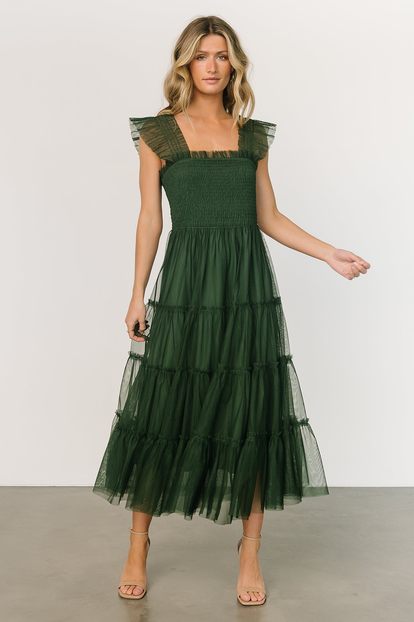 Emma Smocked Tulle Dress | Green - Baltic Born