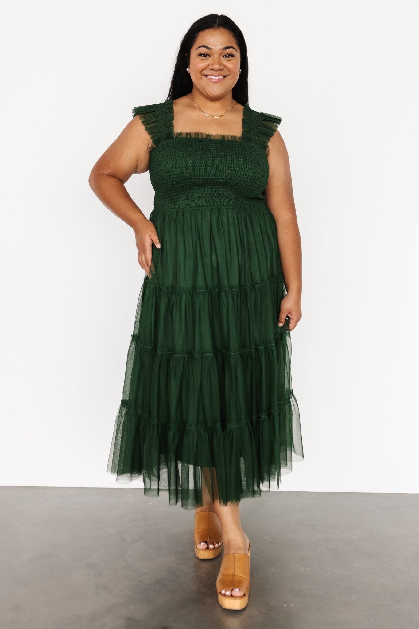 Emma Smocked Tulle Dress | Green - Baltic Born