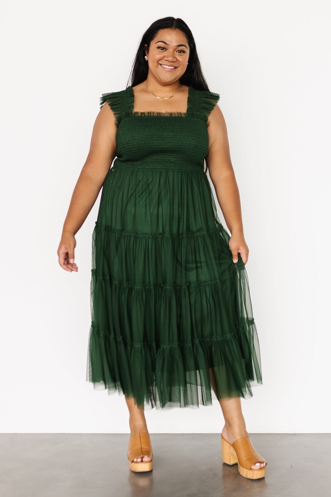 Emma Smocked Tulle Dress | Green - Baltic Born