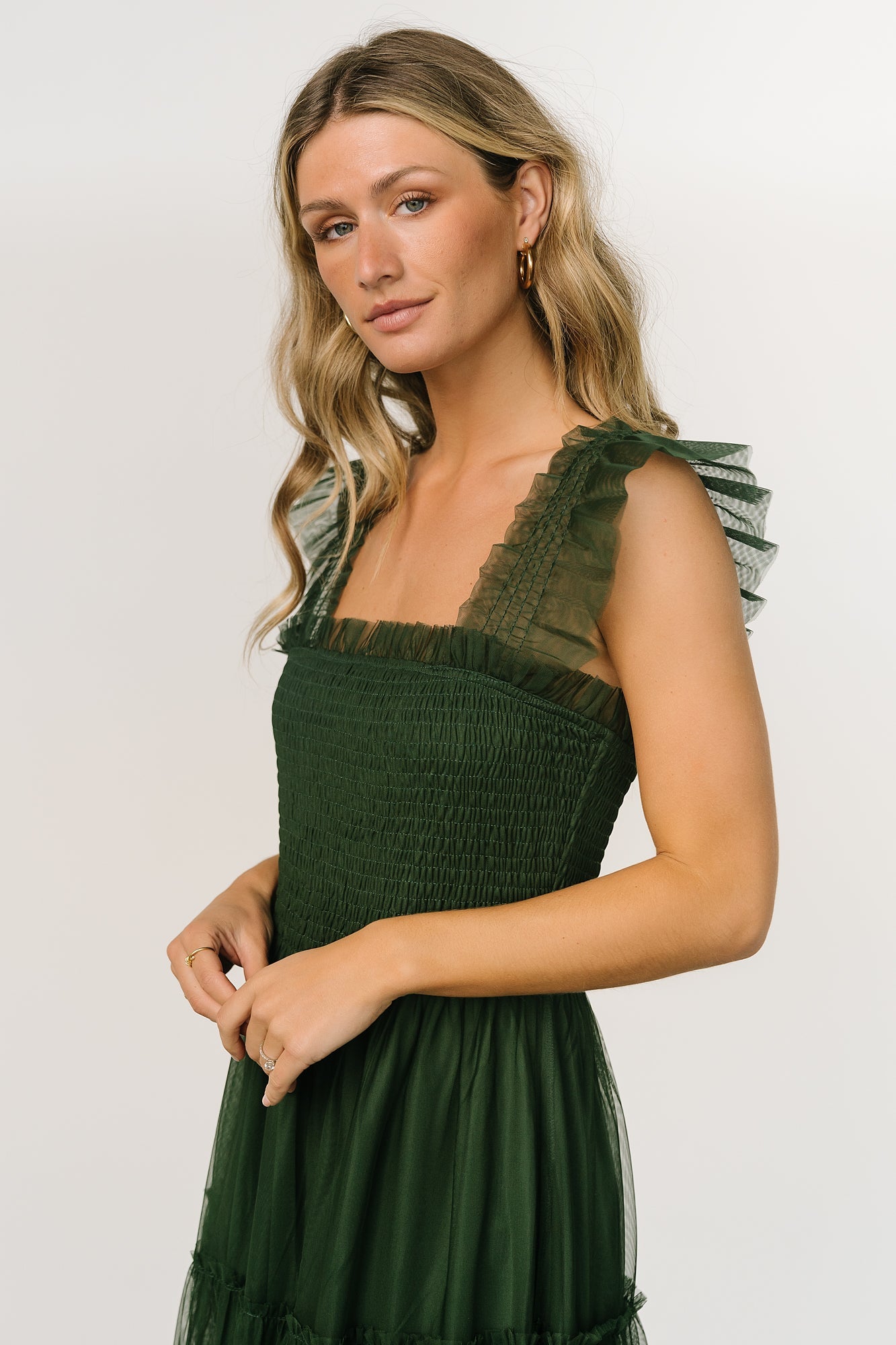 Emma Smocked Tulle Dress | Green - Baltic Born