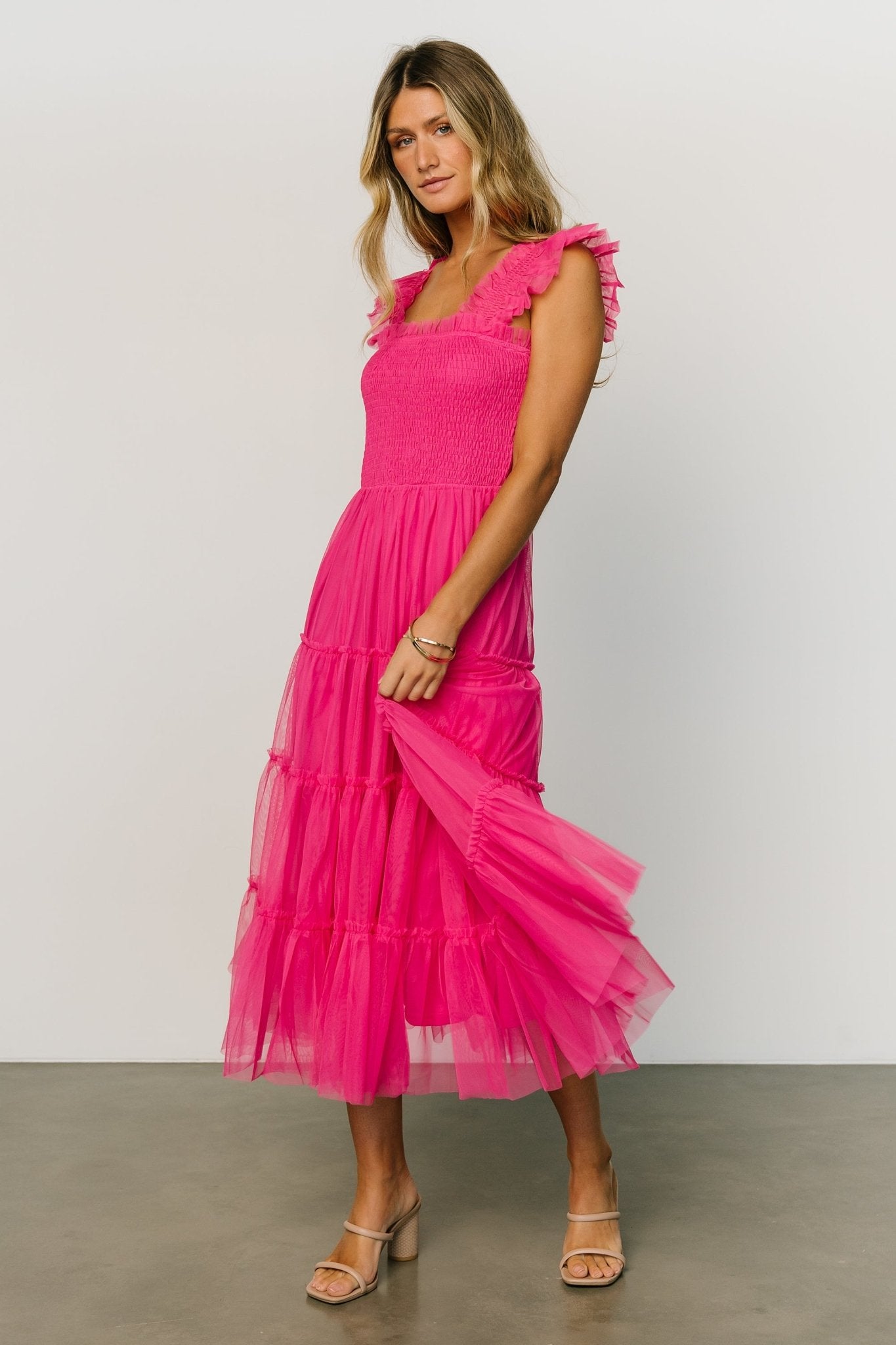 Emma Smocked Tulle Dress | Hot Pink - Baltic Born