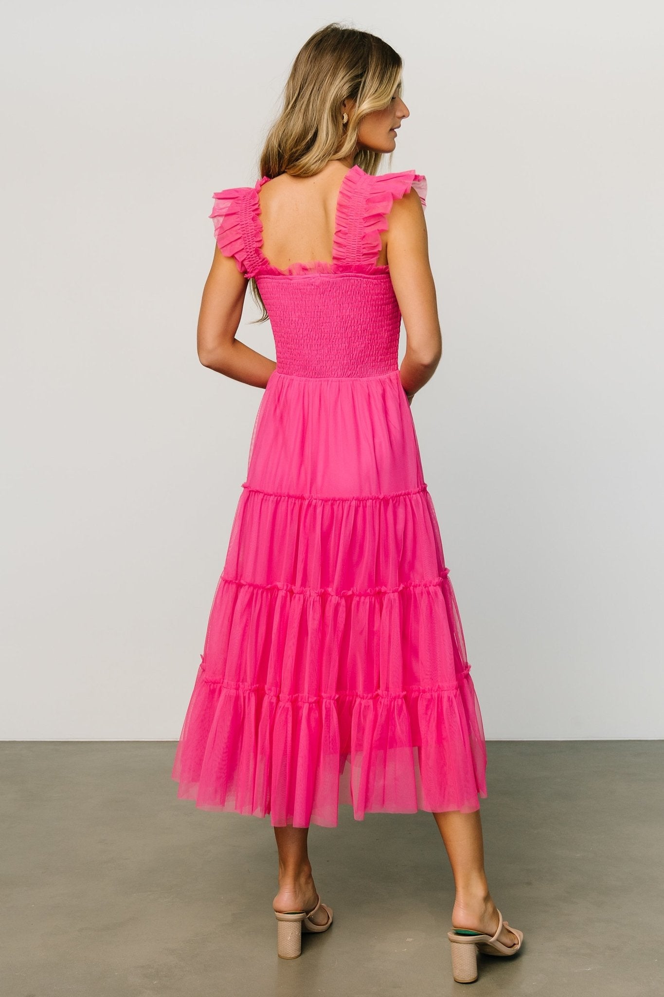 Emma Smocked Tulle Dress | Hot Pink - Baltic Born