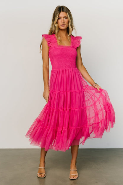 Emma Smocked Tulle Dress | Hot Pink - Baltic Born