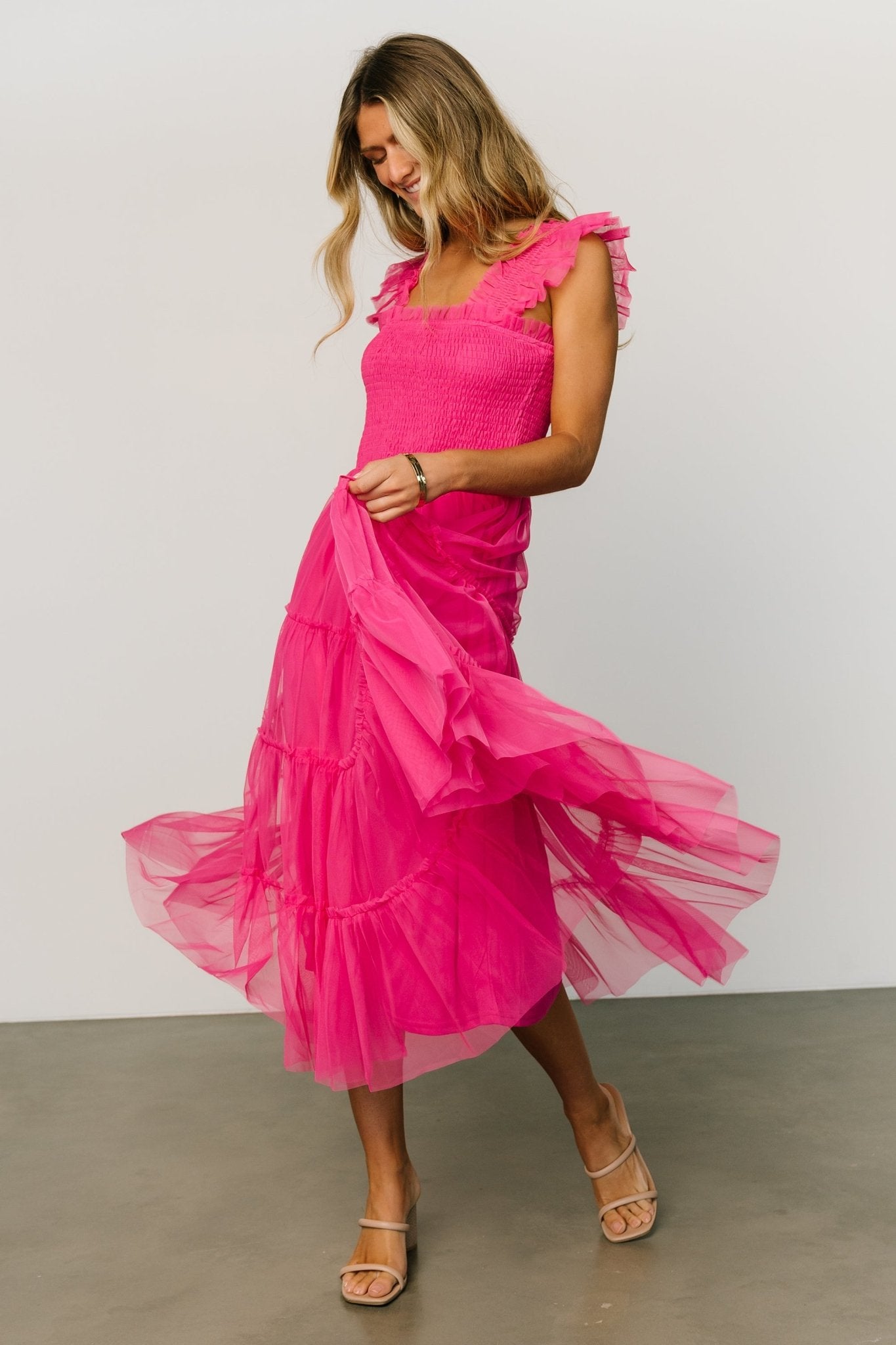 Emma Smocked Tulle Dress | Hot Pink - Baltic Born