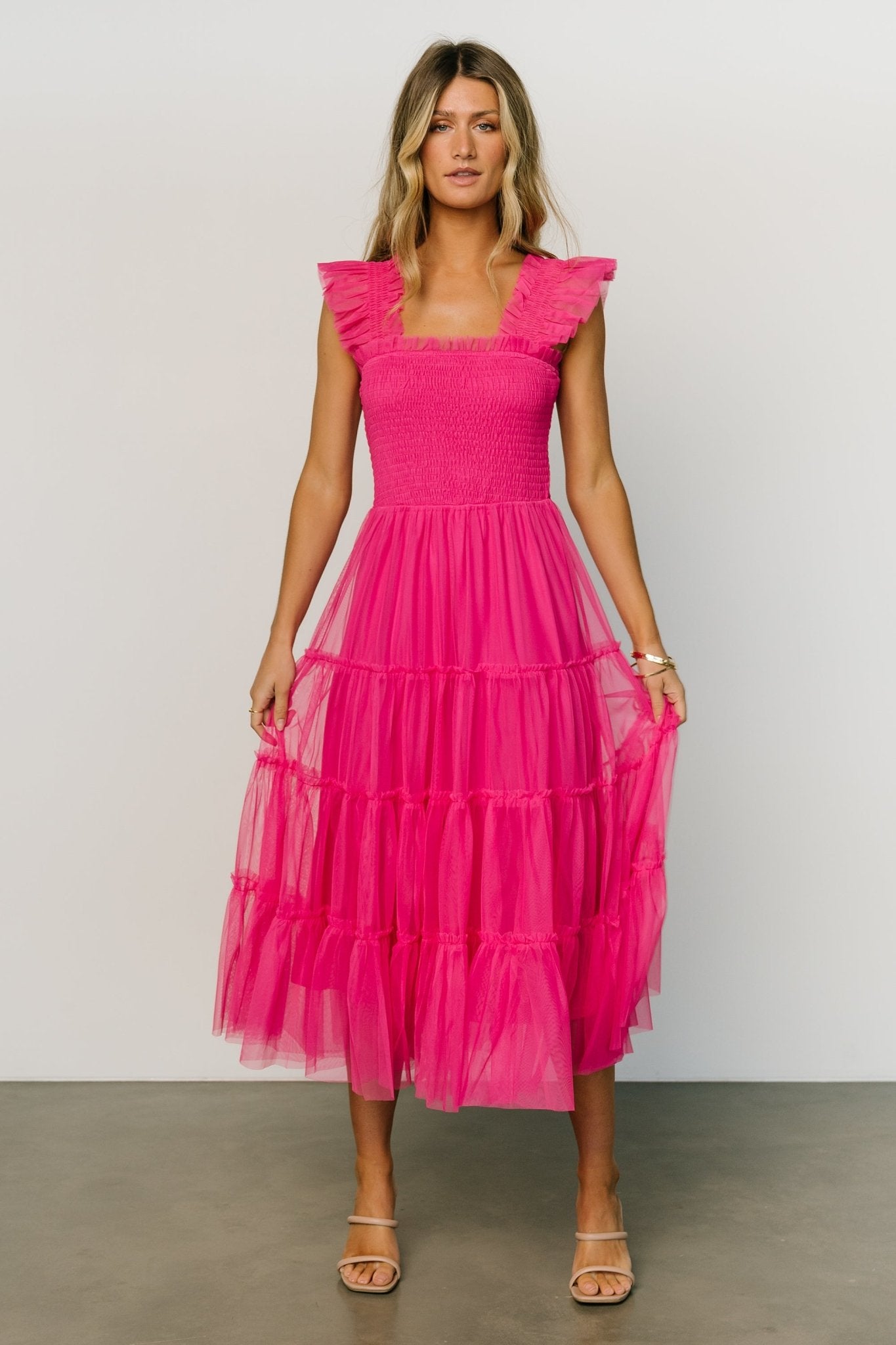 Emma Smocked Tulle Dress | Hot Pink - Baltic Born