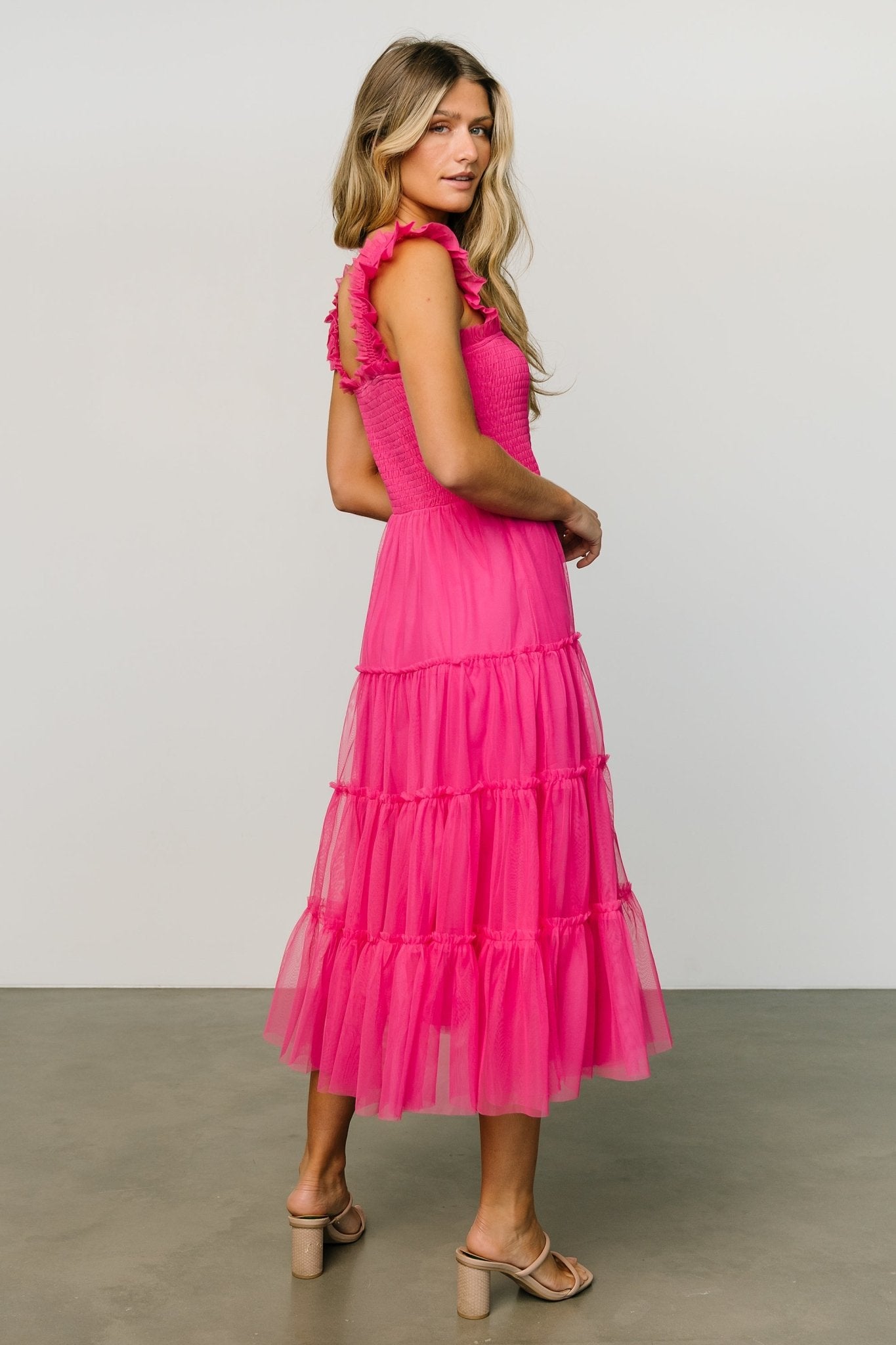 Emma Smocked Tulle Dress | Hot Pink - Baltic Born