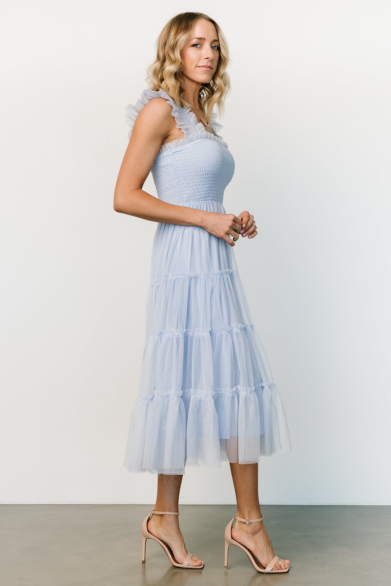 Emma Smocked Tulle Dress | Light Blue - Baltic Born