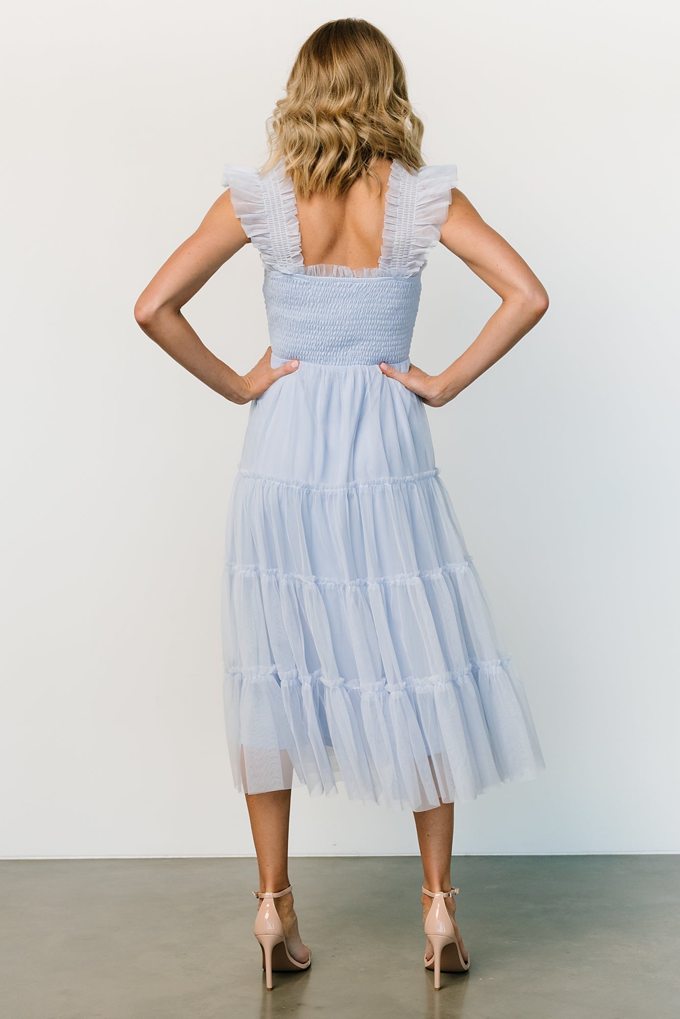 Emma Smocked Tulle Dress | Light Blue - Baltic Born