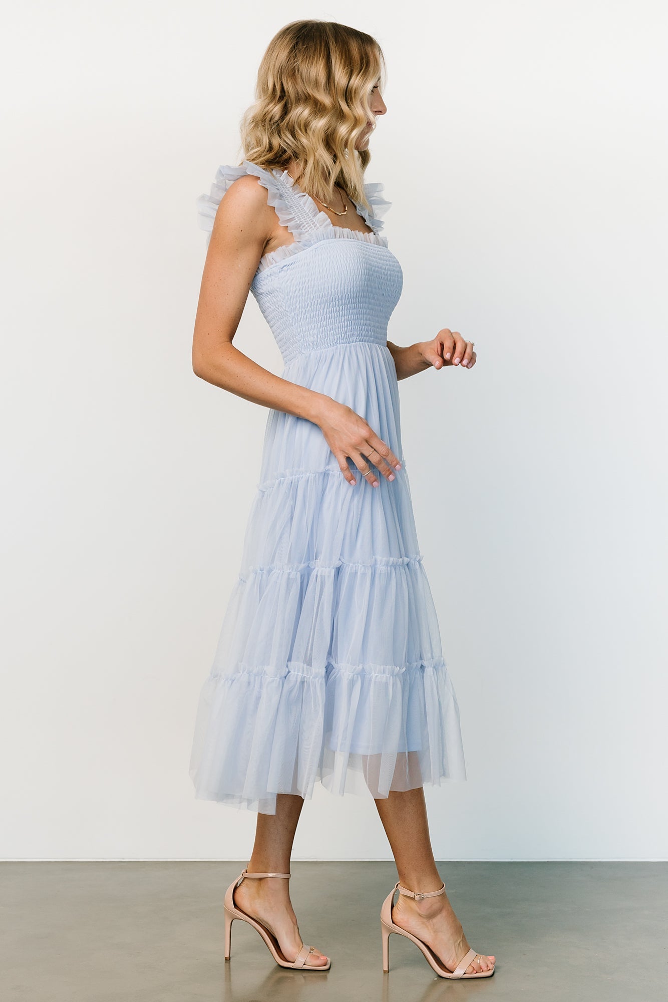 Emma Smocked Tulle Dress | Light Blue - Baltic Born