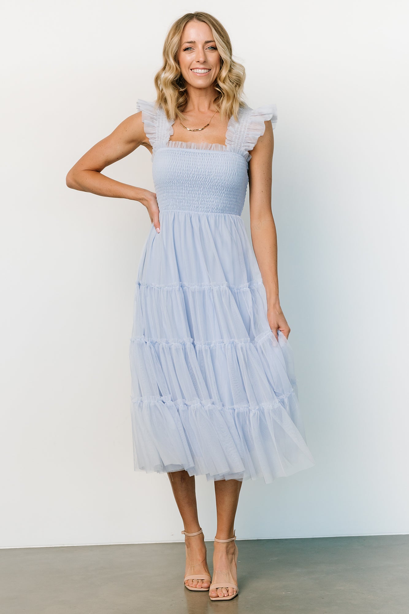 Emma Smocked Tulle Dress | Light Blue - Baltic Born