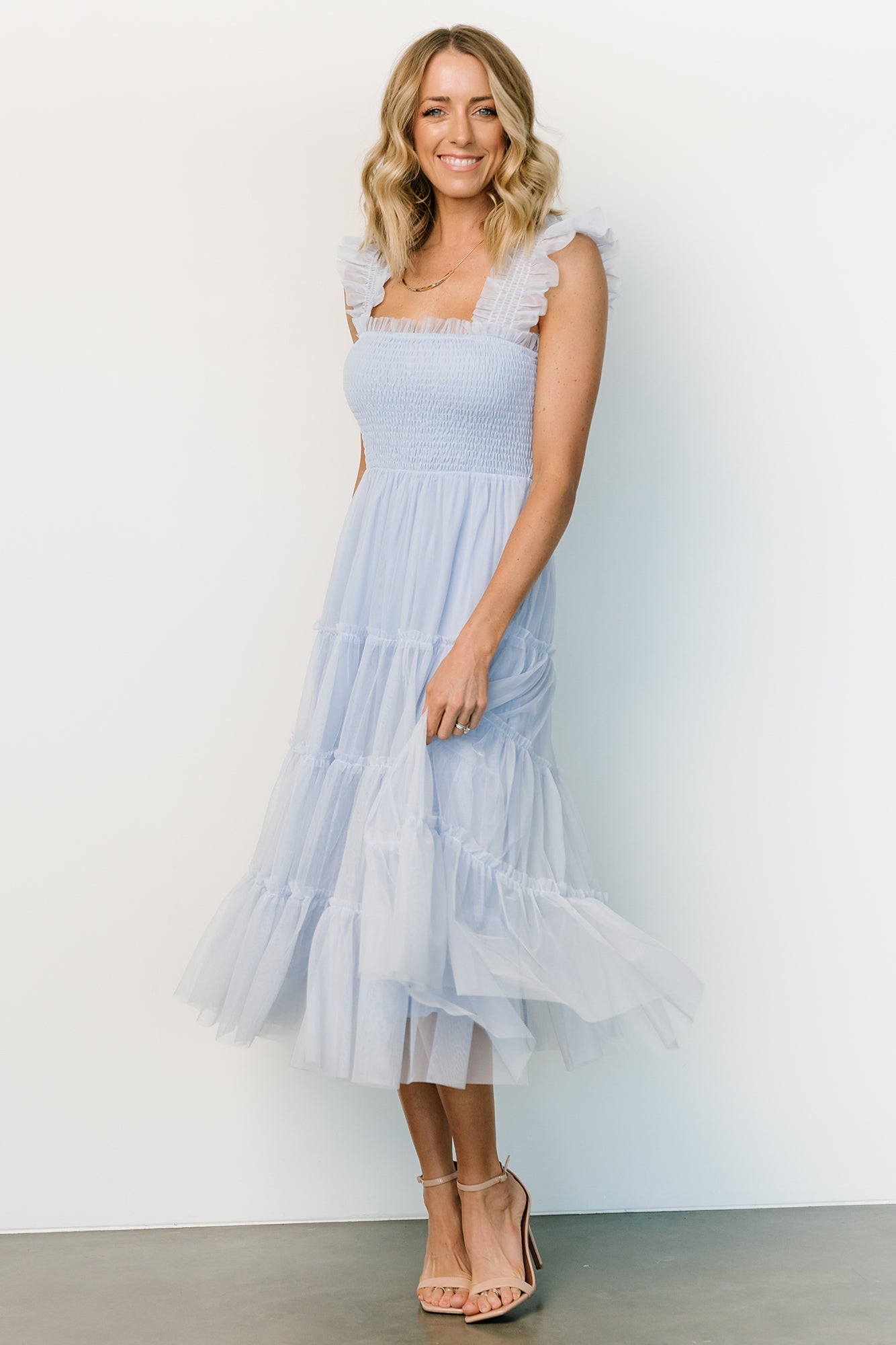 Emma Smocked Tulle Dress | Light Blue - Baltic Born