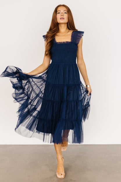 Emma Smocked Tulle Dress | Navy - Baltic Born