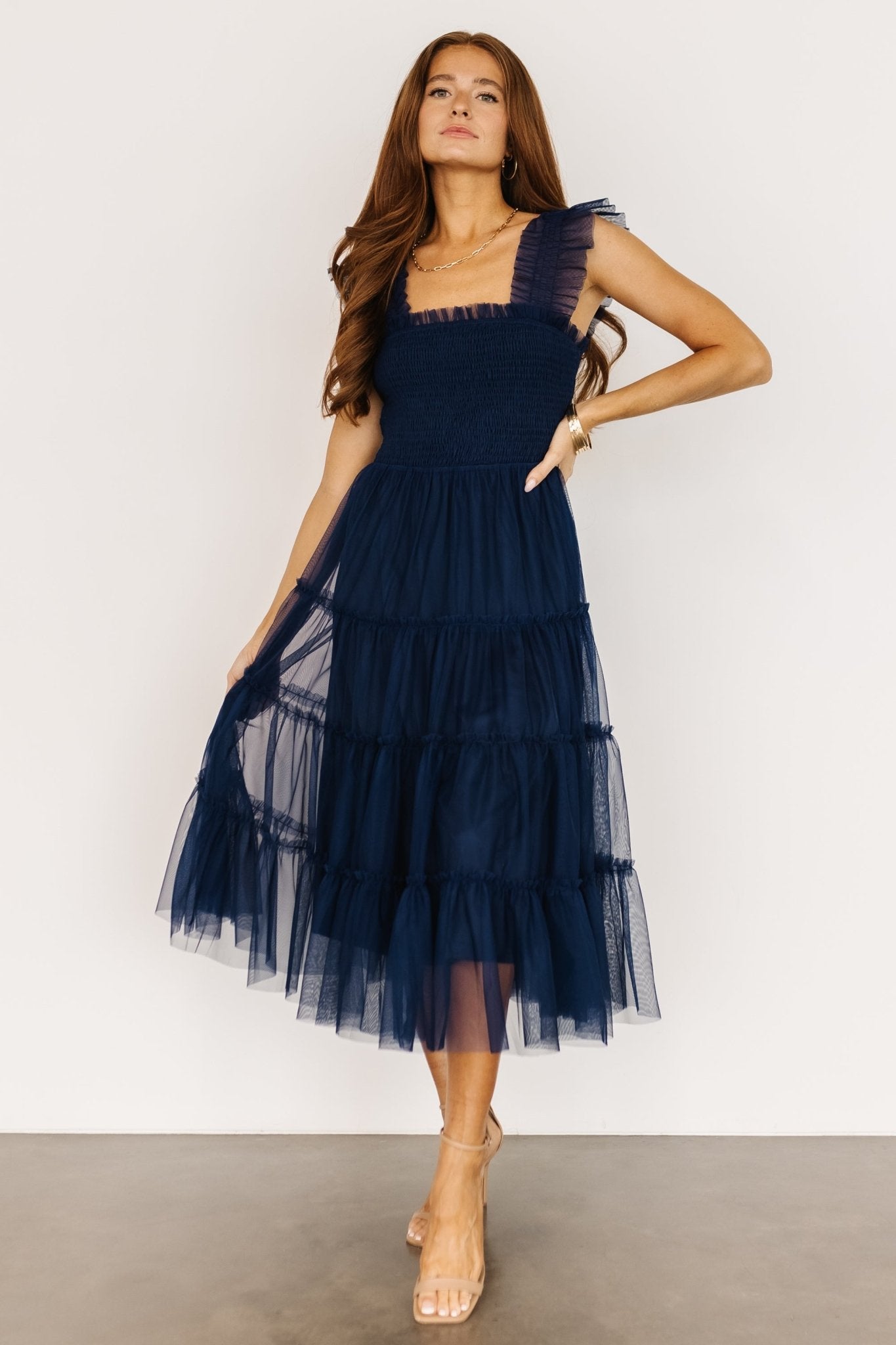 Emma Smocked Tulle Dress | Navy - Baltic Born