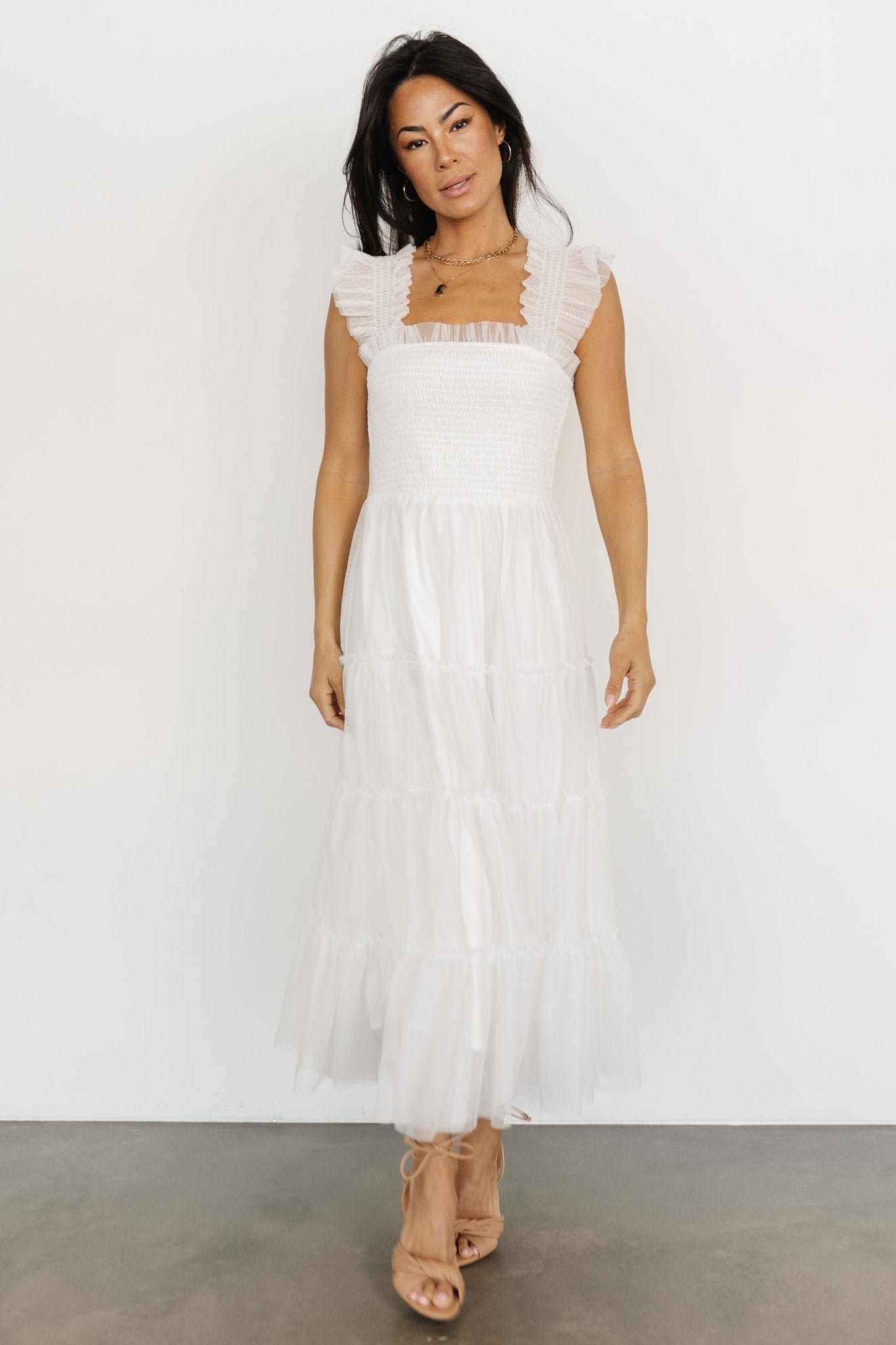 Emma Smocked Tulle Dress | Off White - Baltic Born