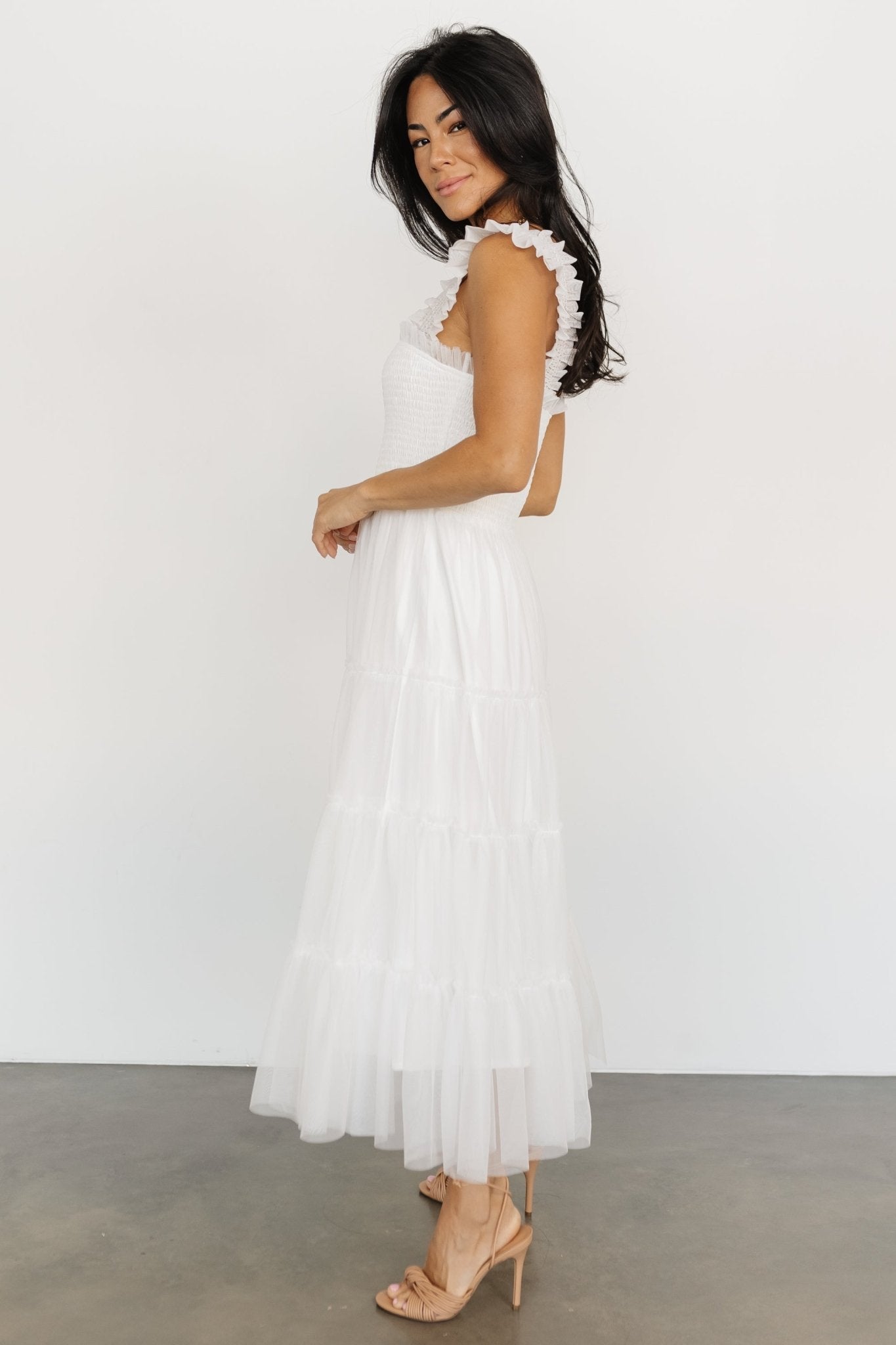 Emma Smocked Tulle Dress | Off White - Baltic Born