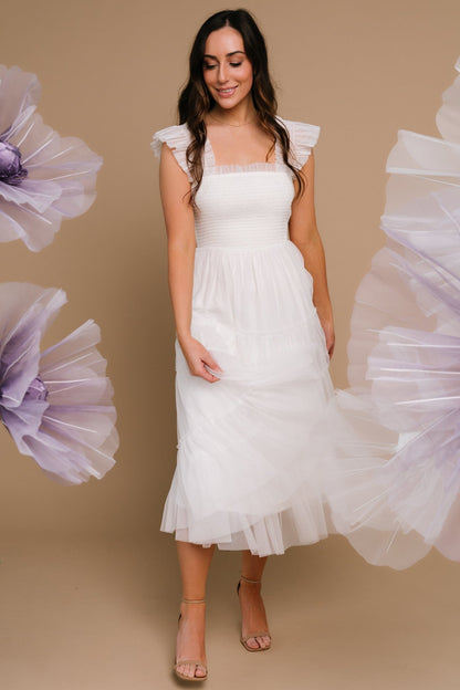 Emma Smocked Tulle Dress | Off White - Baltic Born