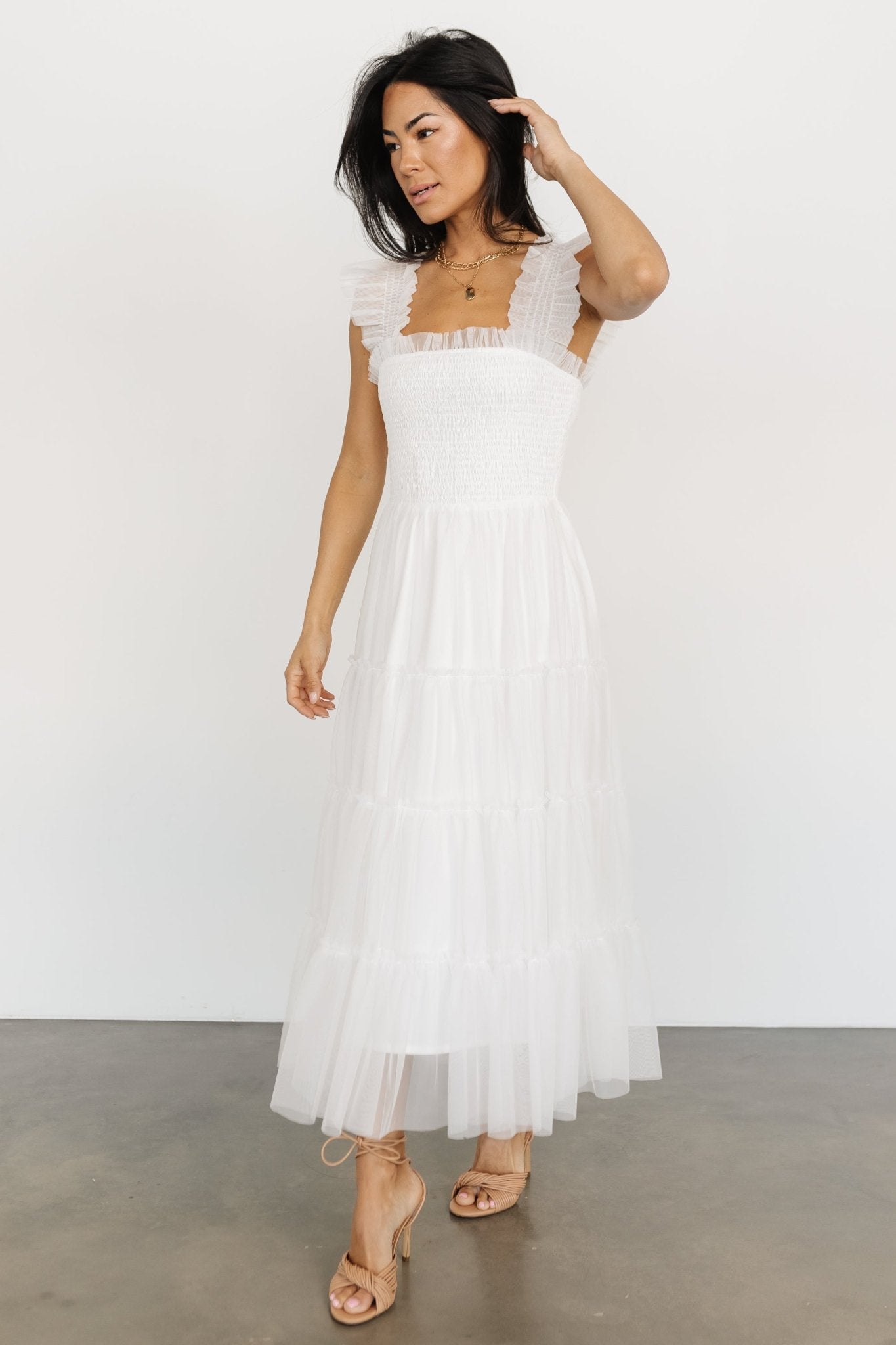 Emma Smocked Tulle Dress | Off White - Baltic Born