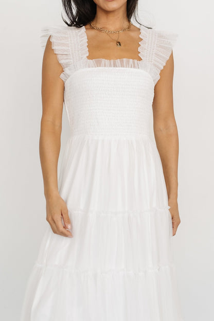 Emma Smocked Tulle Dress | Off White - Baltic Born