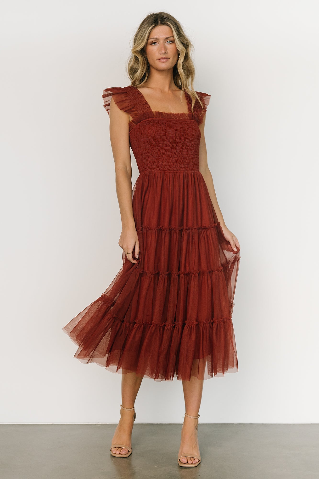 Emma Smocked Tulle Dress | Oxblood - Baltic Born