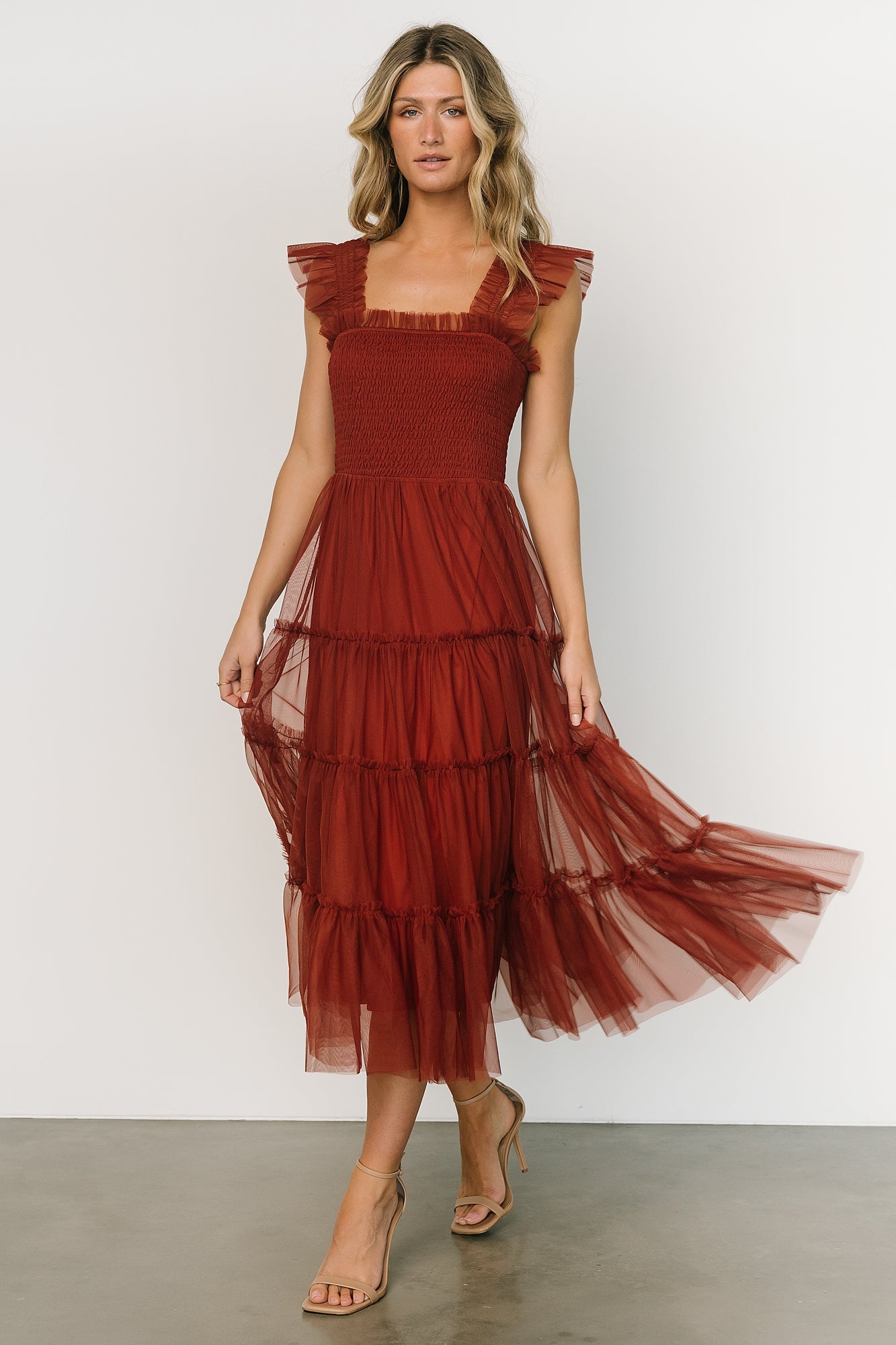 Emma Smocked Tulle Dress | Oxblood - Baltic Born