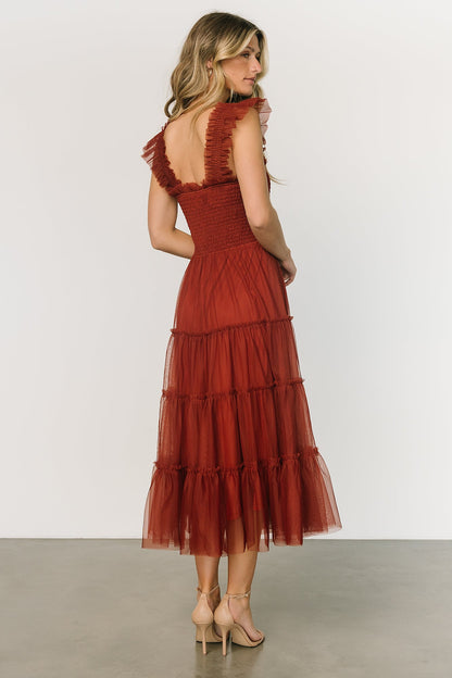 Emma Smocked Tulle Dress | Oxblood - Baltic Born