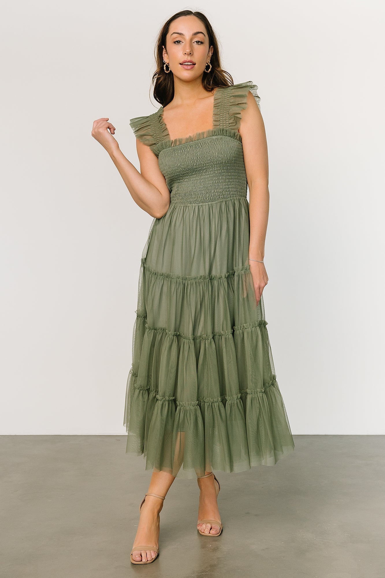 Emma Smocked Tulle Dress | Sage - Baltic Born