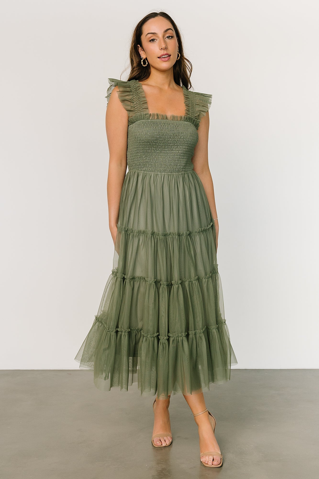 Emma Smocked Tulle Dress | Sage - Baltic Born