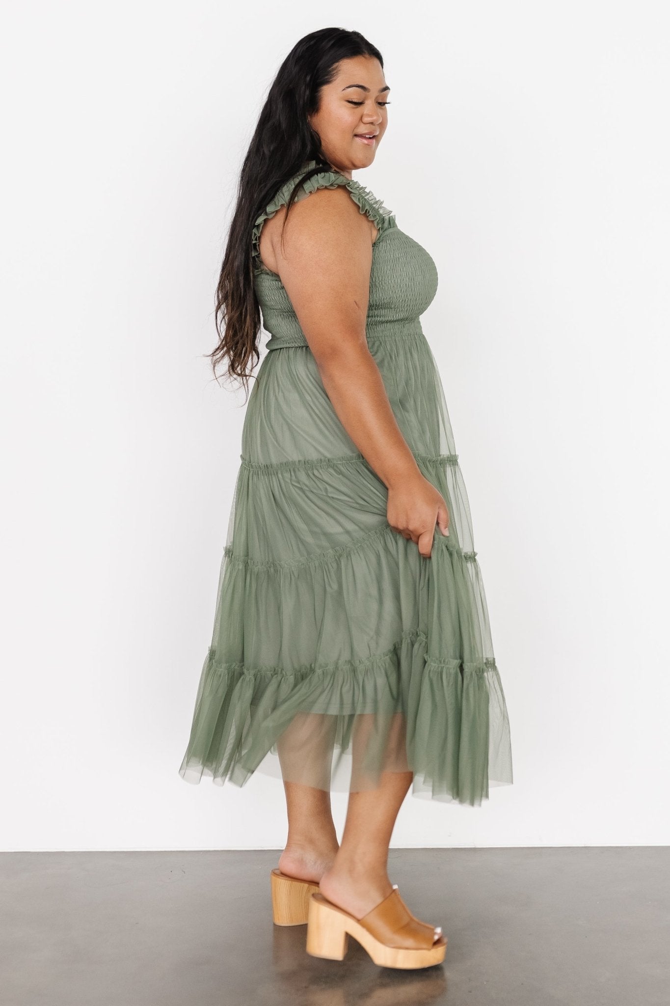 Smocked seeets hi-low outlets tulle Dress