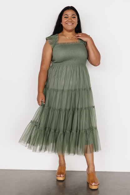 Emma Smocked Tulle Dress | Sage - Baltic Born