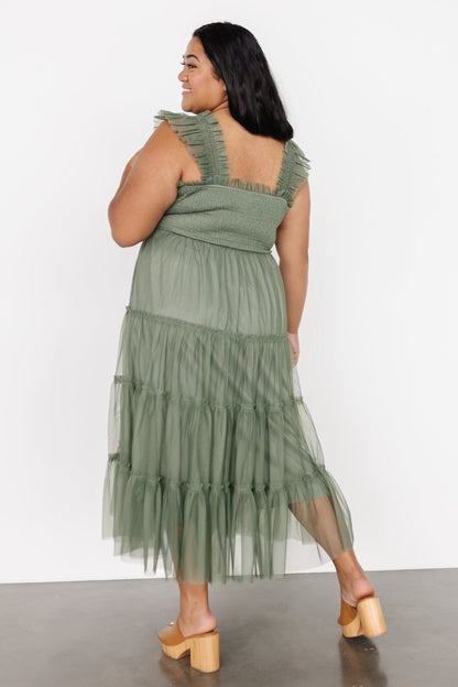 Emma Smocked Tulle Dress | Sage - Baltic Born