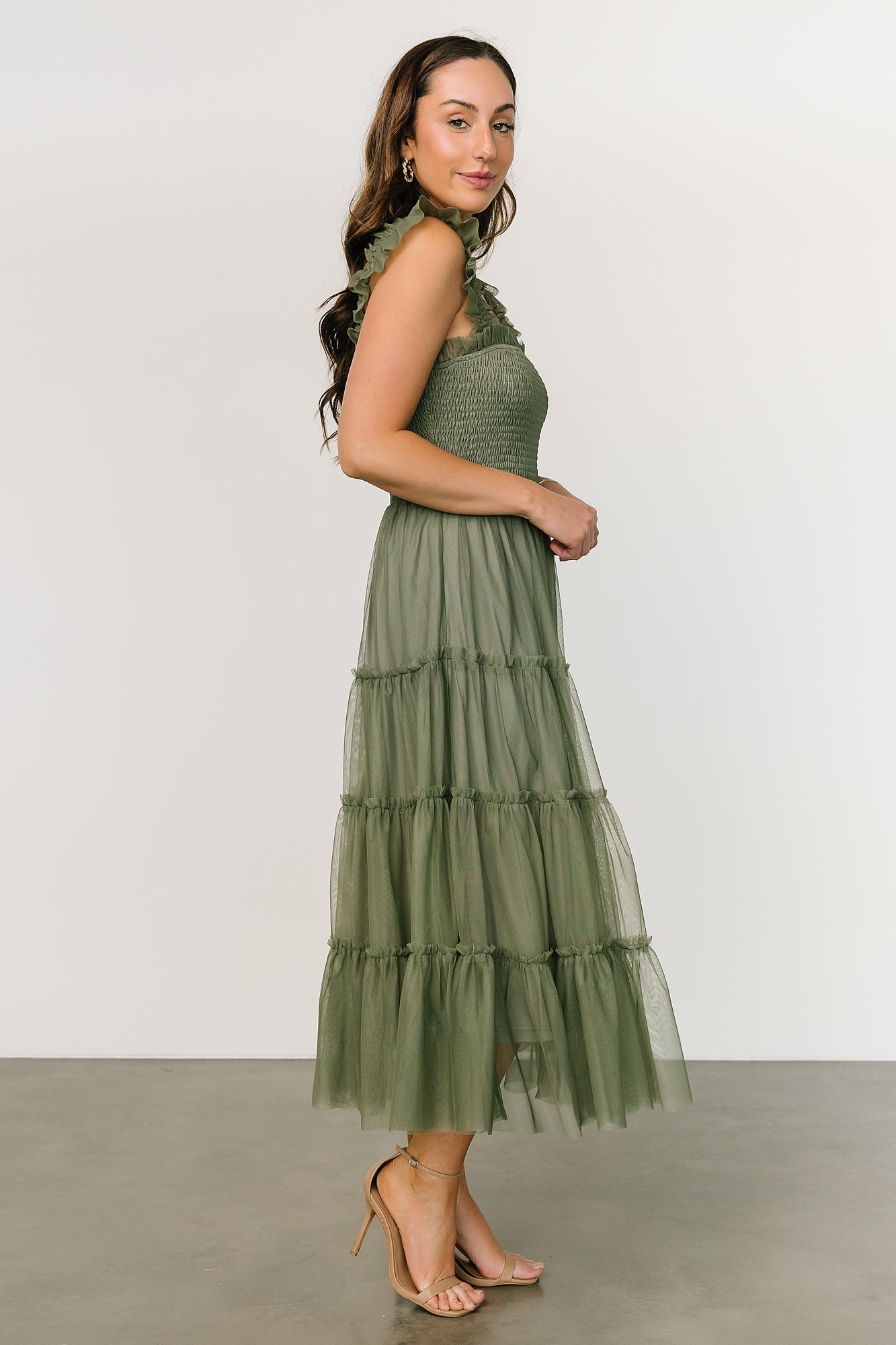 Emma Smocked Tulle Dress | Sage - Baltic Born