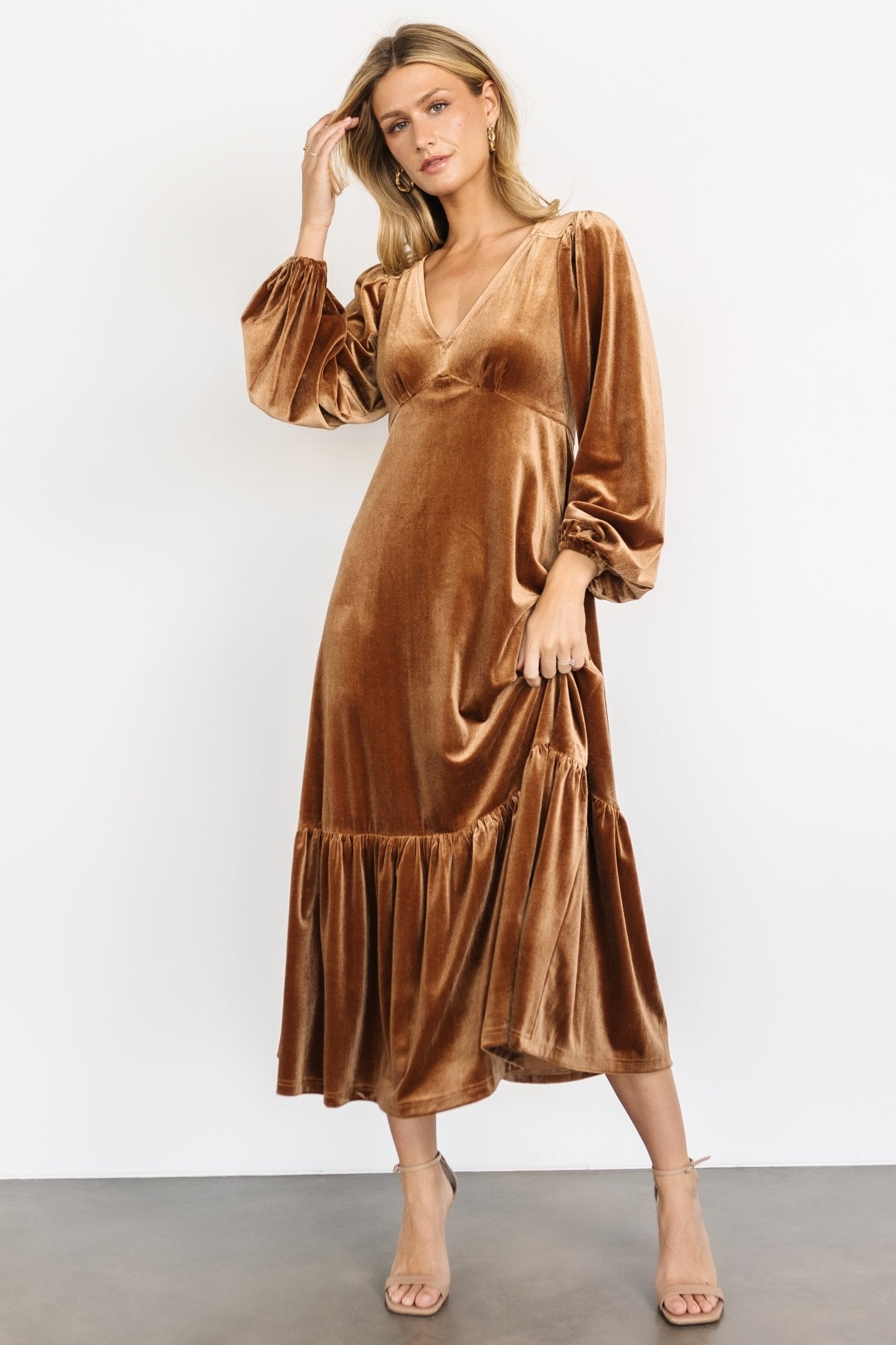 Erika Velvet Maxi Dress | Caramel - Baltic Born