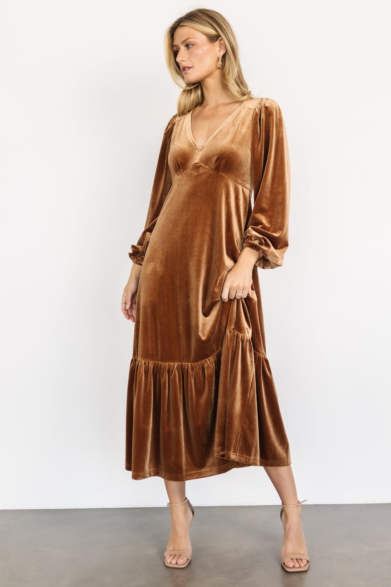 Erika Velvet Maxi Dress | Caramel - Baltic Born