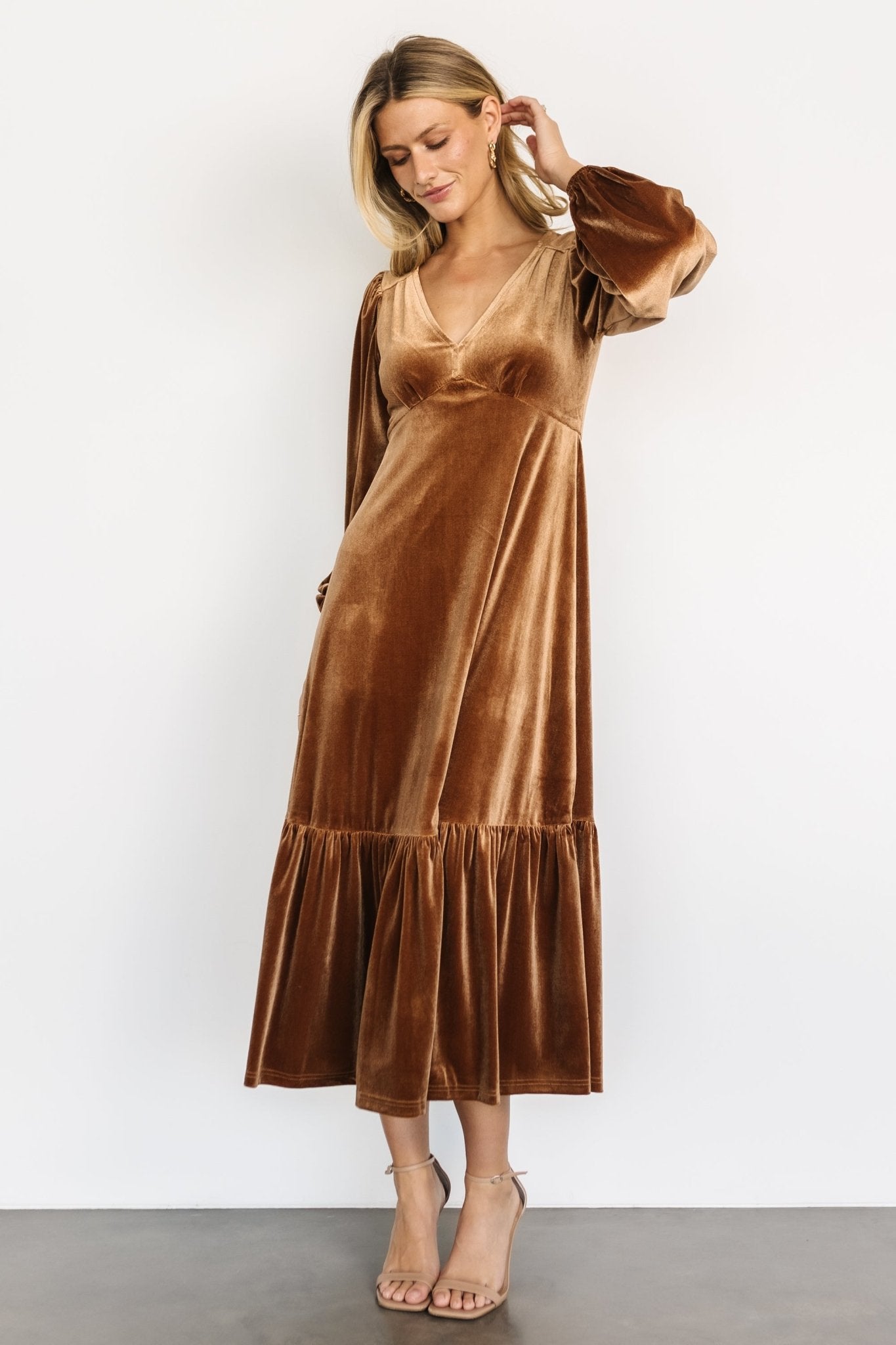 Erika Velvet Maxi Dress | Caramel - Baltic Born