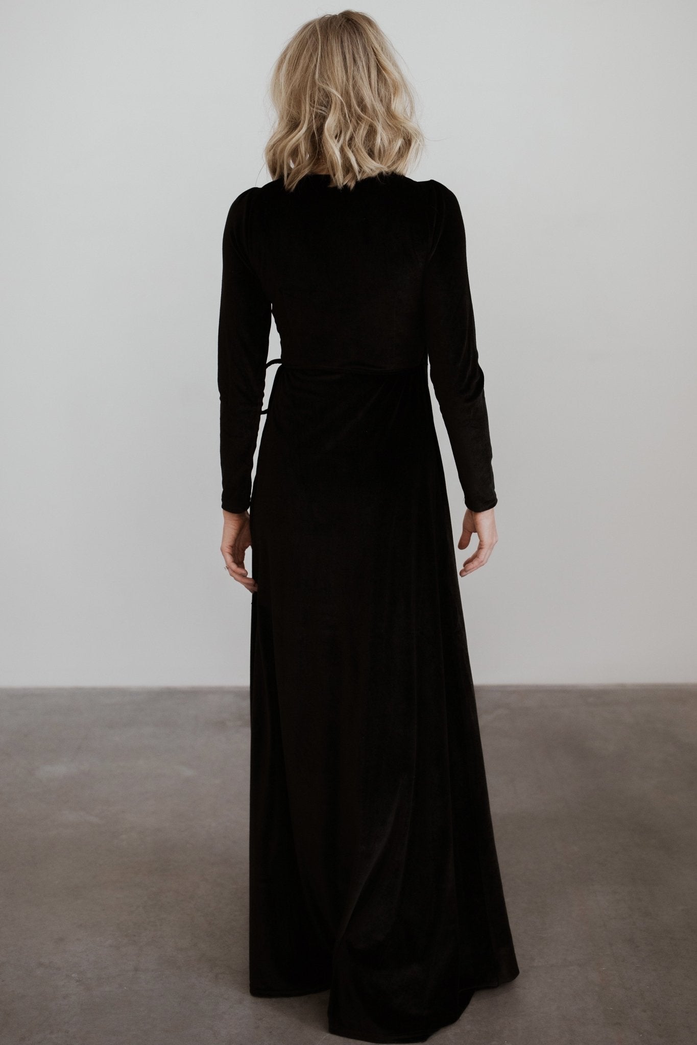 Esmerelda Velvet Wrap Maxi Dress | Black - Baltic Born