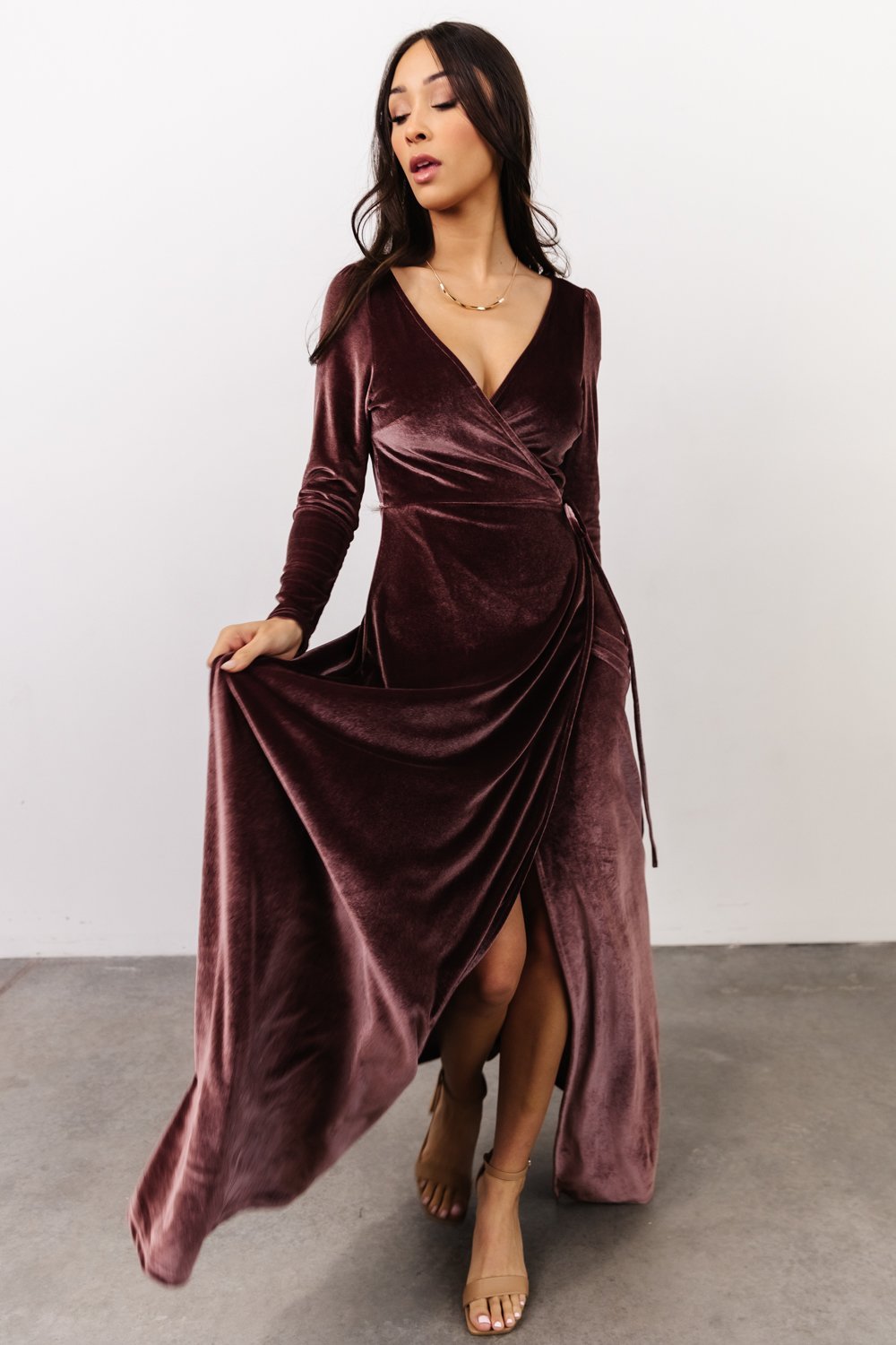 Esmerelda Velvet Wrap Maxi Dress | Women's Purple Dresses | Baltic Born
