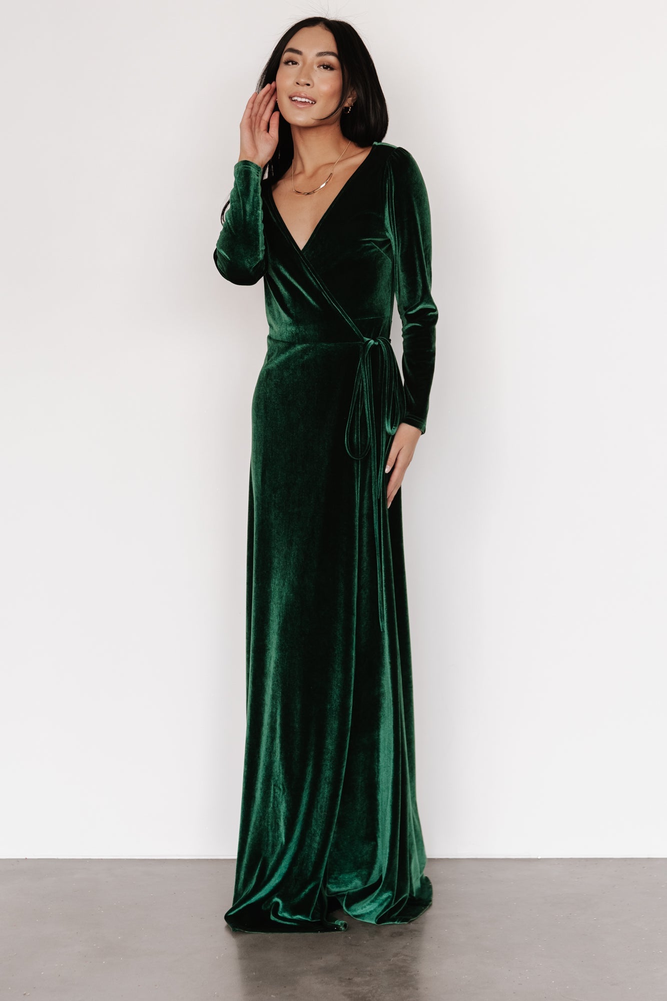 Esmerelda Velvet Wrap Maxi Dress | Forest - Baltic Born