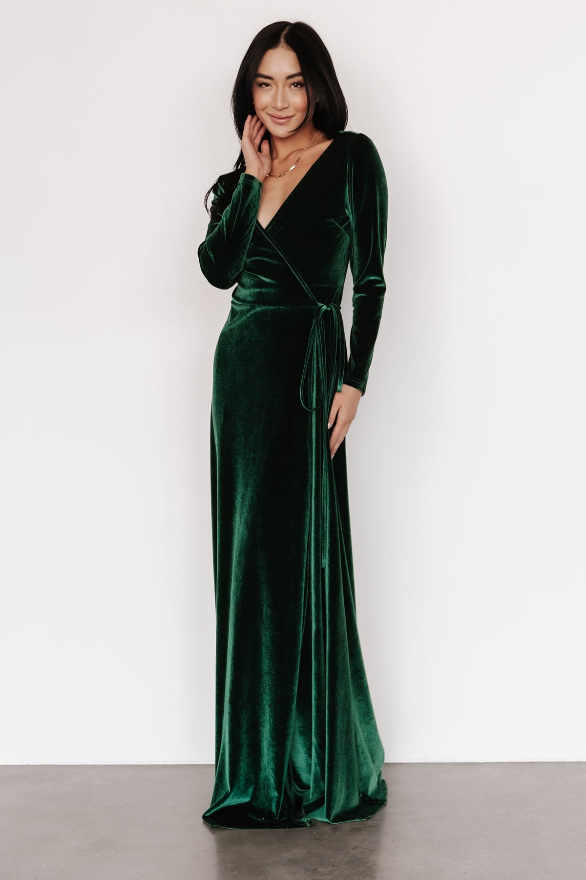 Esmerelda Velvet Wrap Maxi Dress Forest Baltic Born