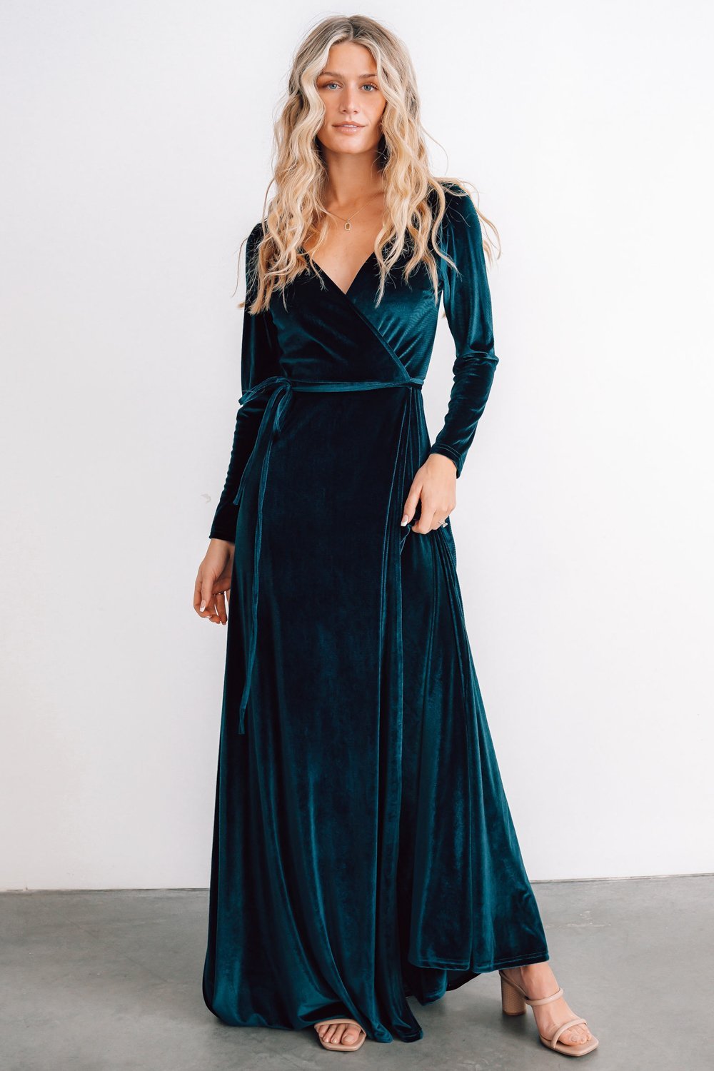 Esmerelda Velvet Wrap Maxi Dress | Women's Green Dresses | Baltic Born