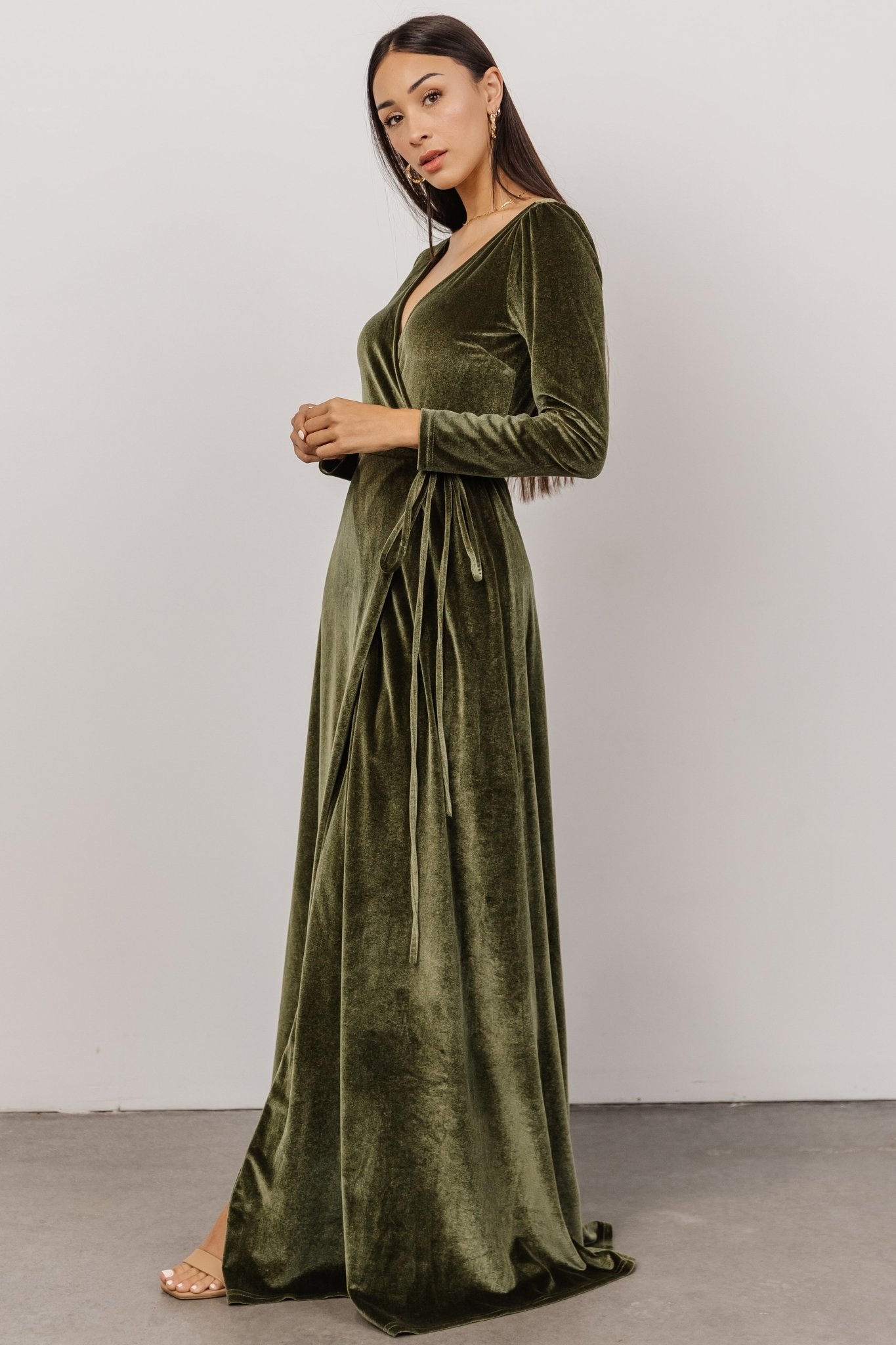 Esmerelda Velvet Wrap Maxi Dress Forest Baltic Born 2324