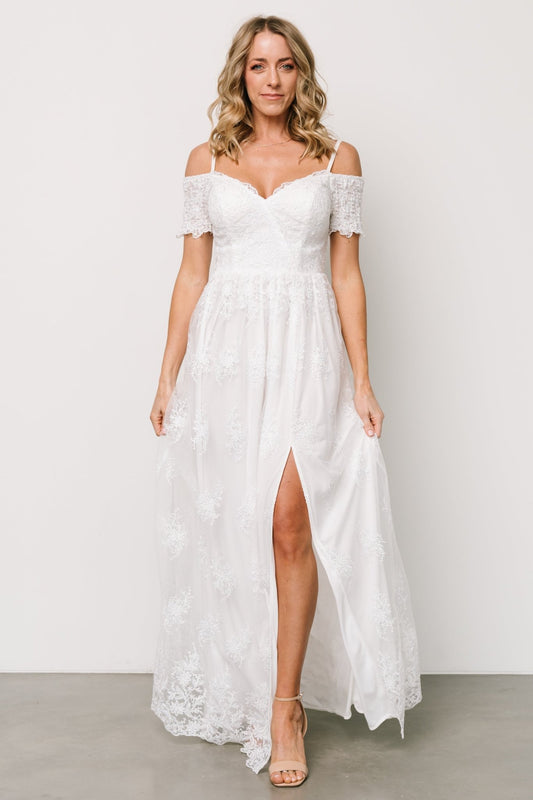 Esperanza Tulle Embroidered Maxi Dress | Off White - Baltic Born