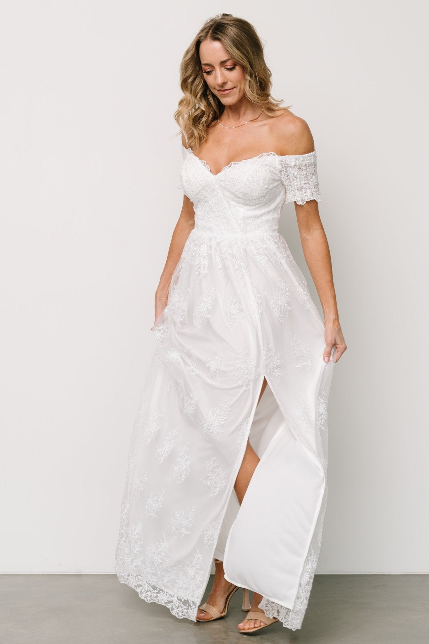 Esperanza Tulle Embroidered Maxi Dress | Off White - Baltic Born