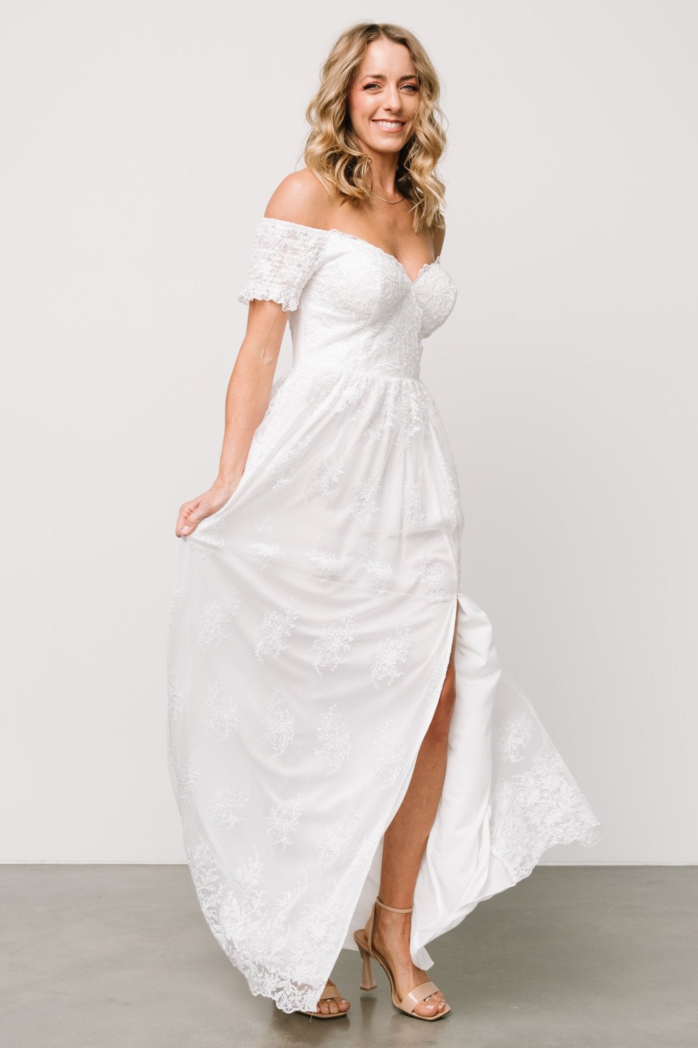 Esperanza Tulle Embroidered Maxi Dress | Off White - Baltic Born