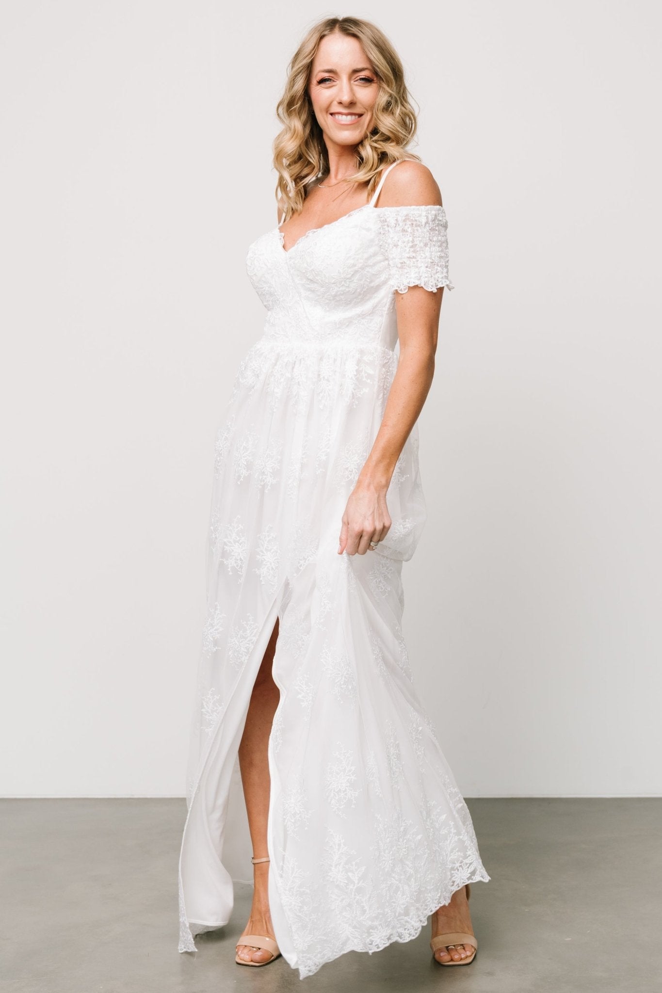 Esperanza Tulle Embroidered Maxi Dress | Off White - Baltic Born