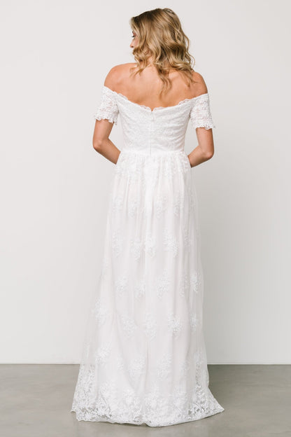 Esperanza Tulle Embroidered Maxi Dress | Off White - Baltic Born