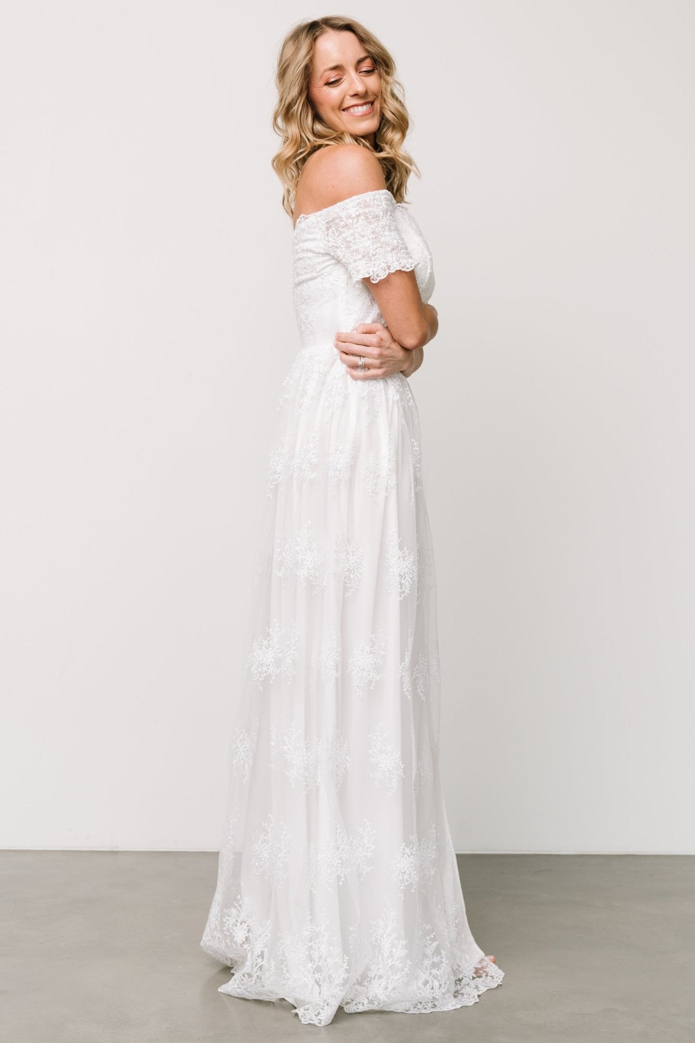 Esperanza Tulle Embroidered Maxi Dress | Off White - Baltic Born