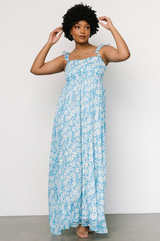 Evanthe Maxi Dress | Blue + White Floral - Baltic Born