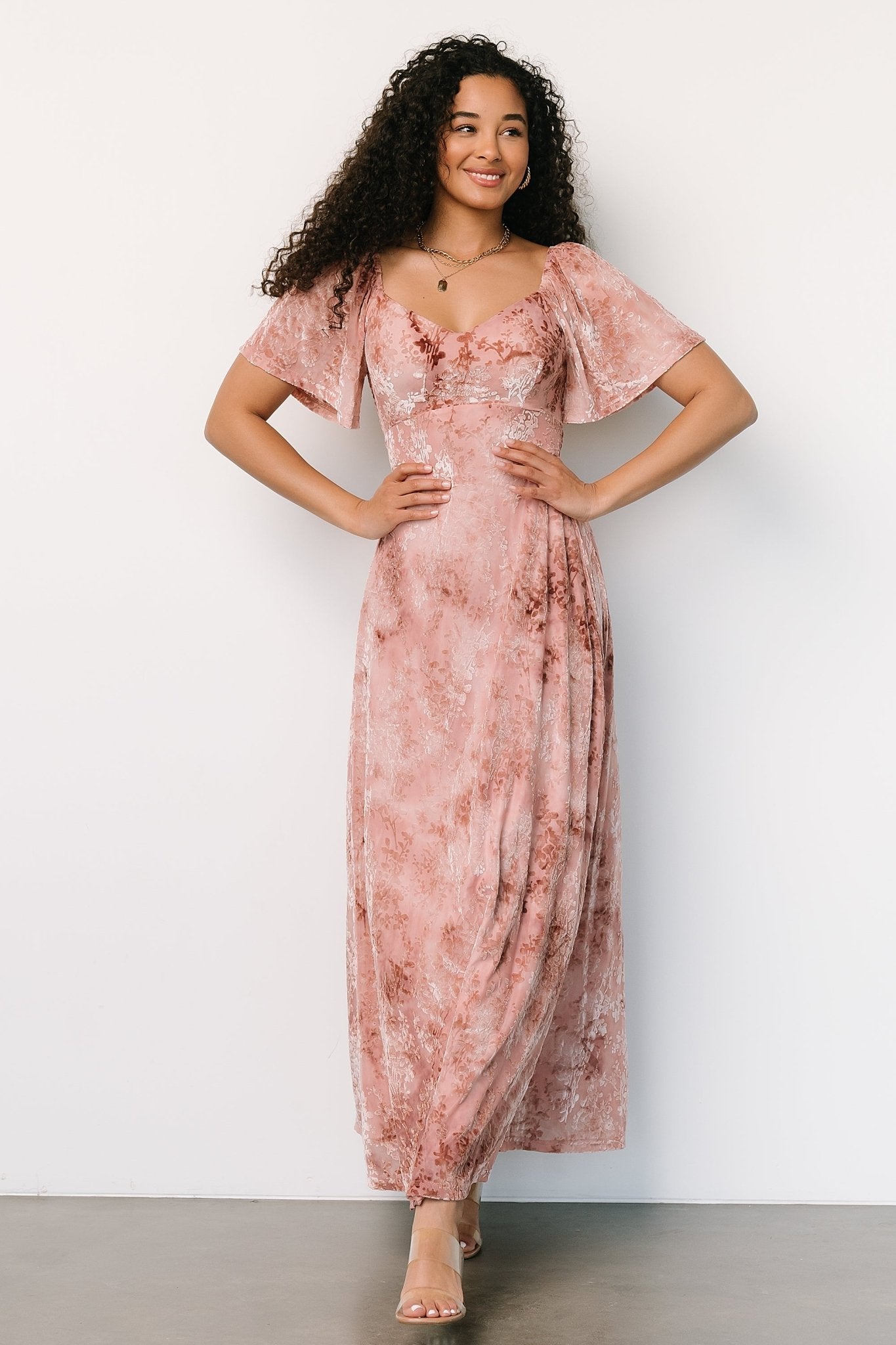 Everley Velvet Maxi Dress | Blush - Baltic Born