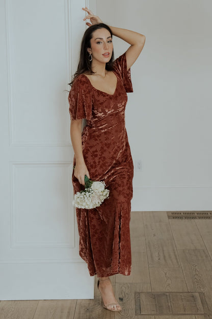 Everley Velvet Maxi Dress | Cinnamon - Baltic Born