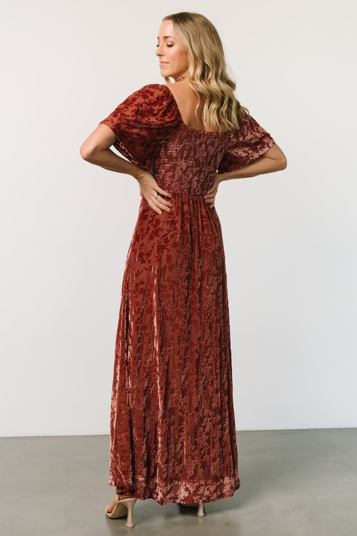 Everley Velvet Maxi Dress | Cinnamon - Baltic Born